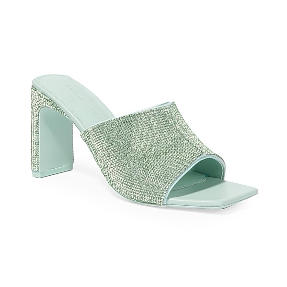 SIMKHAI Asia 90MM Crystal-Embellished Leather Mules